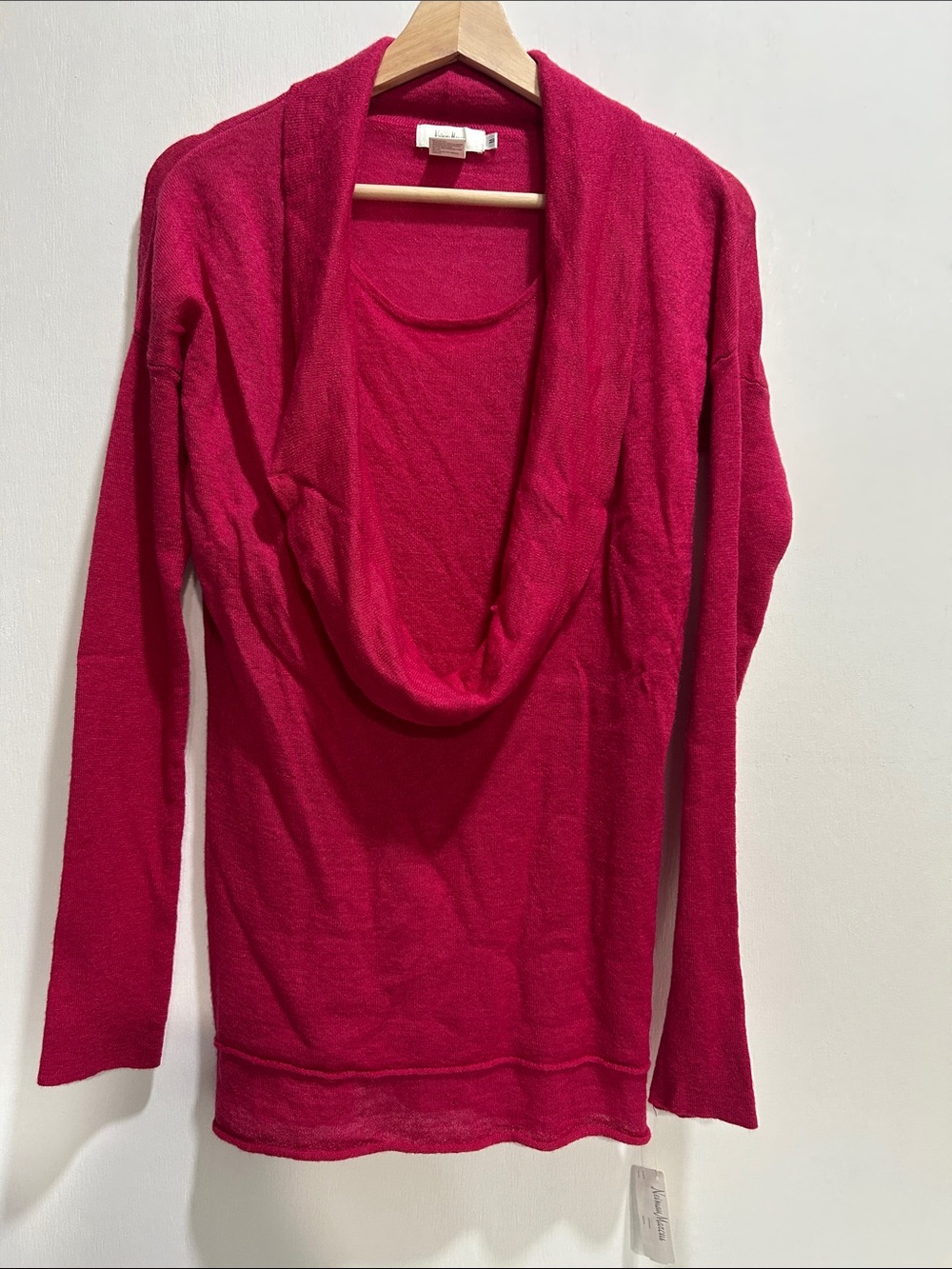 Neiman Marcus Women's Hot Pink Wool-Silk Alpaca Blend Cowl Neck Sweater MD New